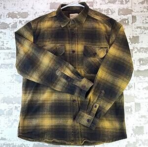 Victory Outfitters Men's L Brown/Black Flannel Plaid L/S Button-Up Pockets